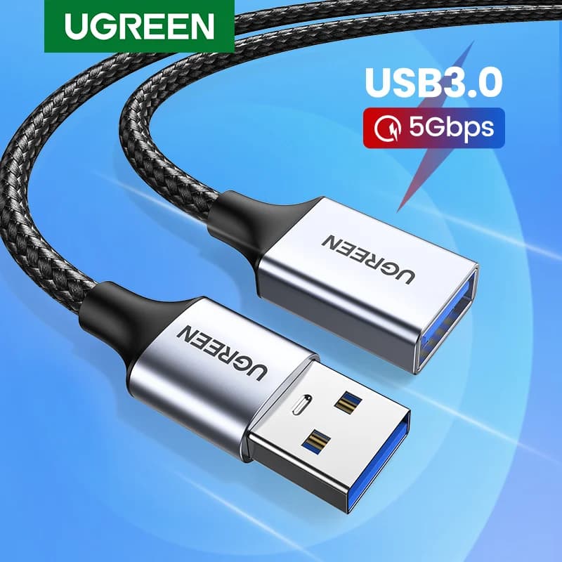 Ugreen كابل تمديد USB 3.0 من ذكر إلى أنثى كابل بيانات USB3.0 موسع للكمبيوتر والتلفزيون