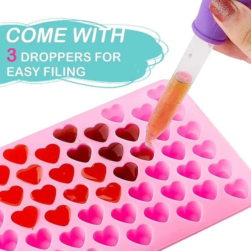 Gummy Bear Mold Silicone Chocolate Mold with Dropper DIY Dinosaur/Bear/Heart and Mini Donuts Valentine's Day Party Baking Mold - 4