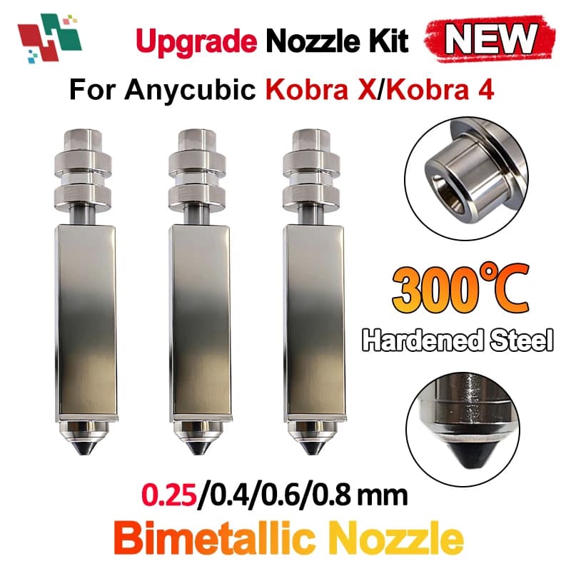 Upgrade Anycubic Kobra X/Kobra 4 Hotend Bimetallic Nozzle Heating Assembly For Anycubic Kobra X 0.2/0.4/0.6/0.8mm 3D Printer