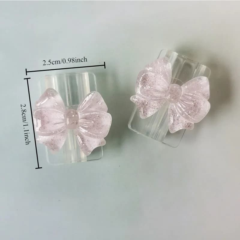 2Pcs Lovely Pink Bow Silicone Charger Cable Protector Sleeve Cable Holder Clip Anti-break Transparent Cord Cover Wrap - 4