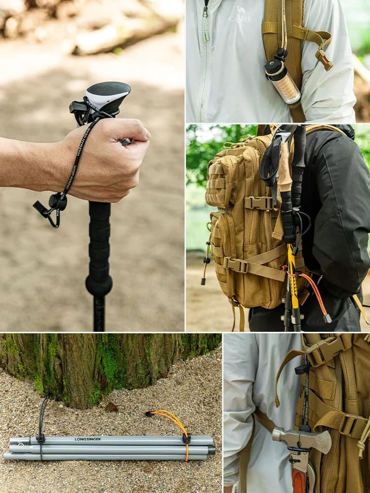 مشبك حبل مرن للحقائب الخارجية، معدات تخييم ومشي لمسافات طويلة لتثبيت الأقطاب والحبال - 5