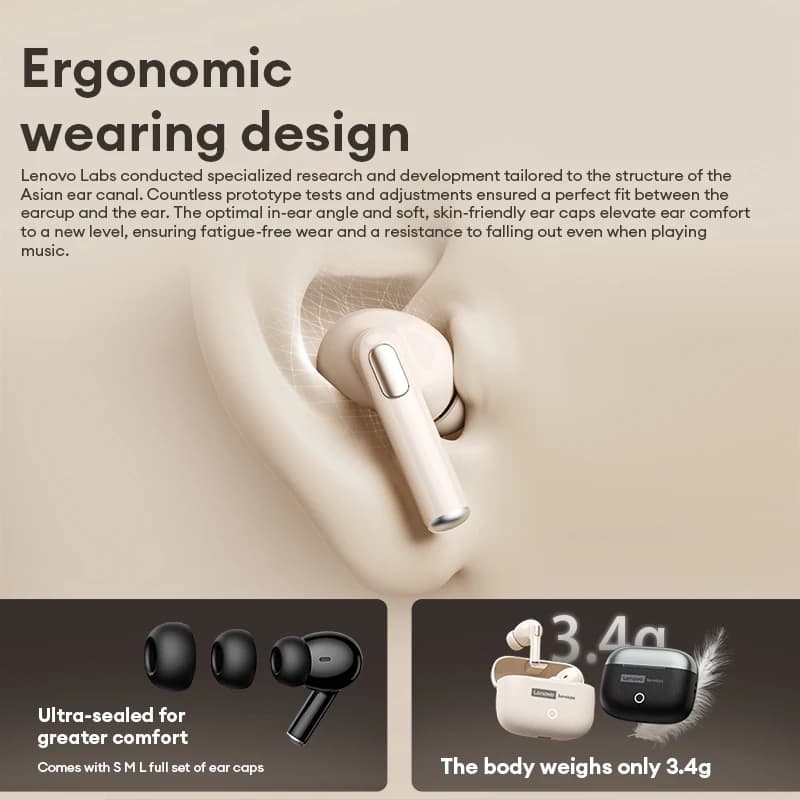 سماعات أذن أصلية لينوفو LE221 بلوتوث 6.0 لاسلكية ENC تقليل الضوضاء TWS بطارية 24 ساعة مع ميكروفون - 4