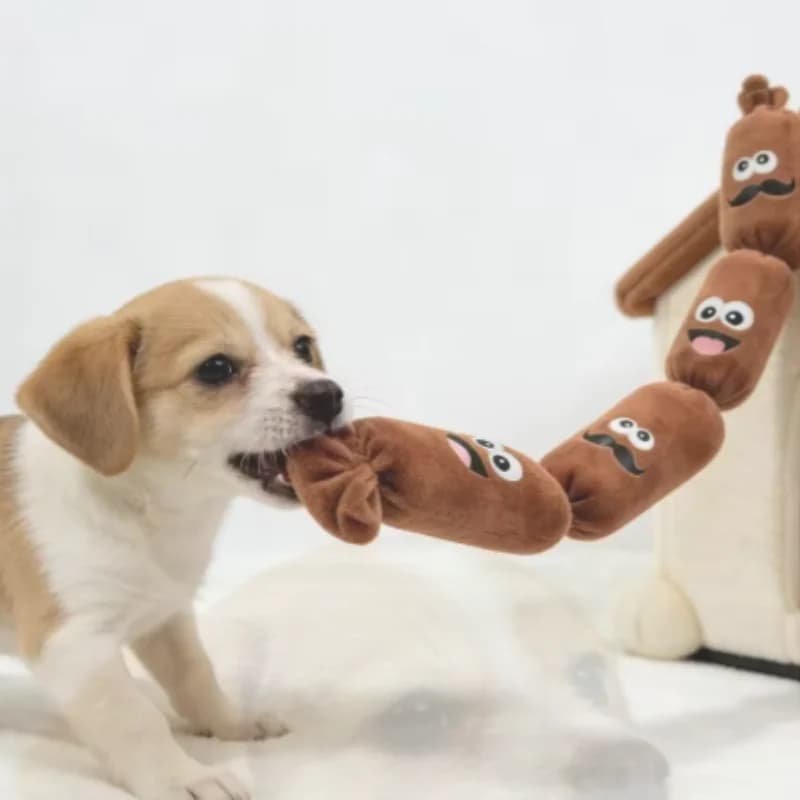 Durable Dog Plush Chew Toy Squeak Chewable Molar Simulated Sausage with BB Sound Teeth Cleaning Bite-Resistant for Puppies - 5