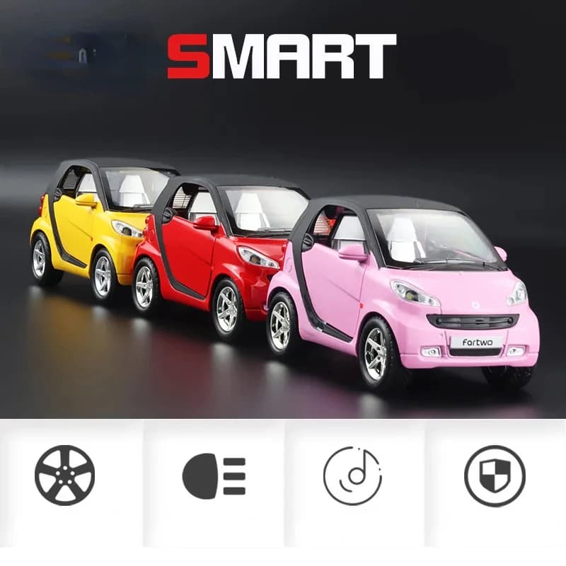 1:32 SMART Miniatures Alloy Diecast Model Car Model Sound Light Toys For Kids Cute and Compact Christmas Gifts E11 - 4