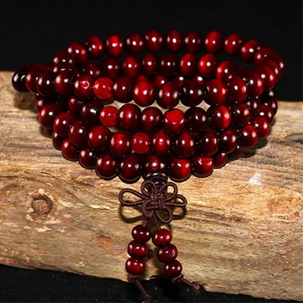 Natural Sandalwood Bracelet Men Buddhist Buddha Meditation Bead Bracelet For Women Prayer 108 Beads Rosary Hanging Decoration - 2