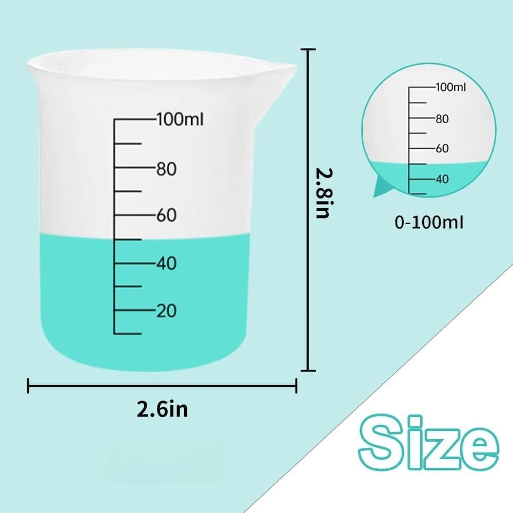 3PCS 100ml Silicone Measuring Cups with Dual Scale(ml/Oz) Non-Stick Epoxy Resin Mixing Tools for Jewelry Casting Waxing Molds - 2