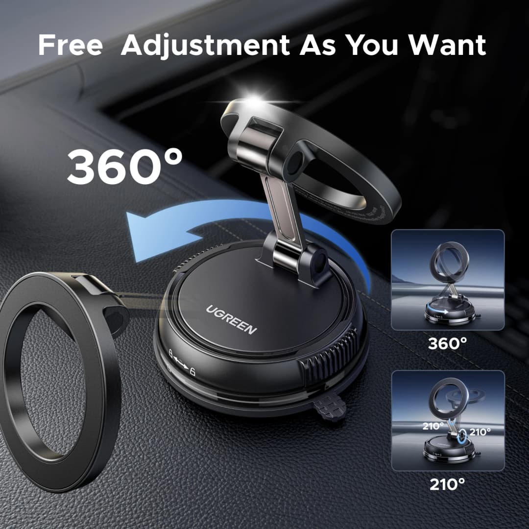 UGREEN Magnetic Car Phone Holder Dashboard Suction Cup 360°Rotatable Car Mount For Magsafe iPhone 16 15 14 ProMax Xiaomi Samsung - 2