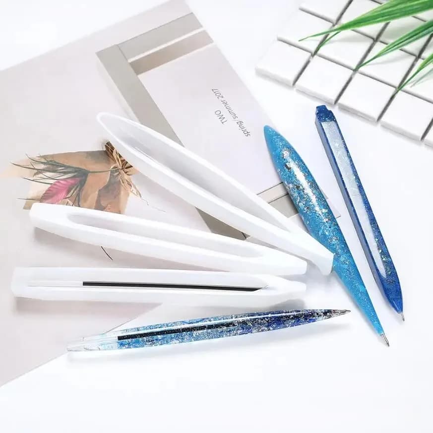 Transparent Pen Silicone Mould Set Dried Flower Resin Decorative Craft DIY Ballpoint Pen Mold Epoxy Resin Molds for Jewelry - 2