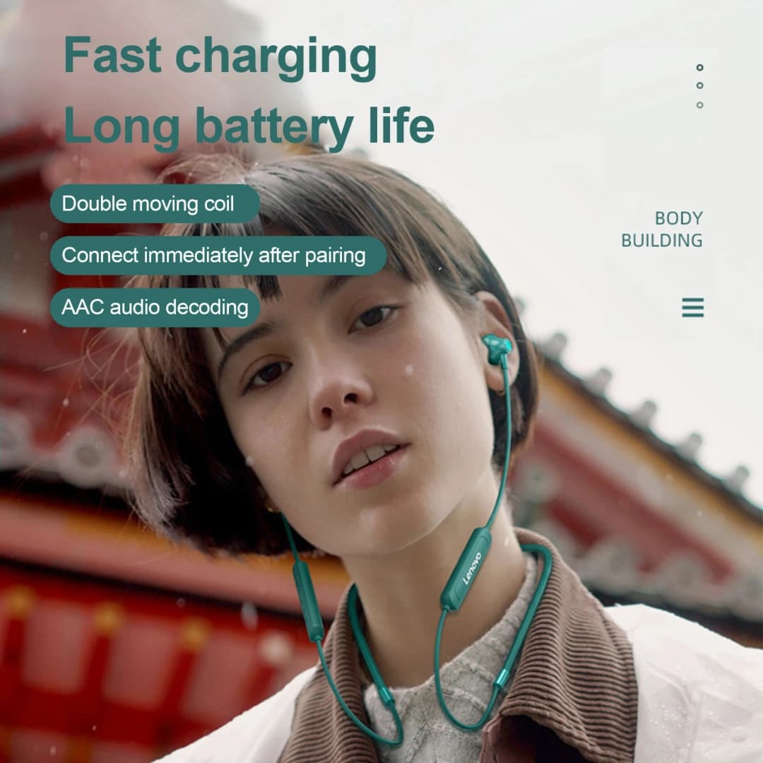 سماعات أذن لينوفو SH1 جديدة لاسلكية بلوتوث 5.0، شريحة HIFI، جودة صوت عالية، مقاومة للماء IPX5، سماعات رأس رياضية مع شريط عنق مغناطيسي - 6