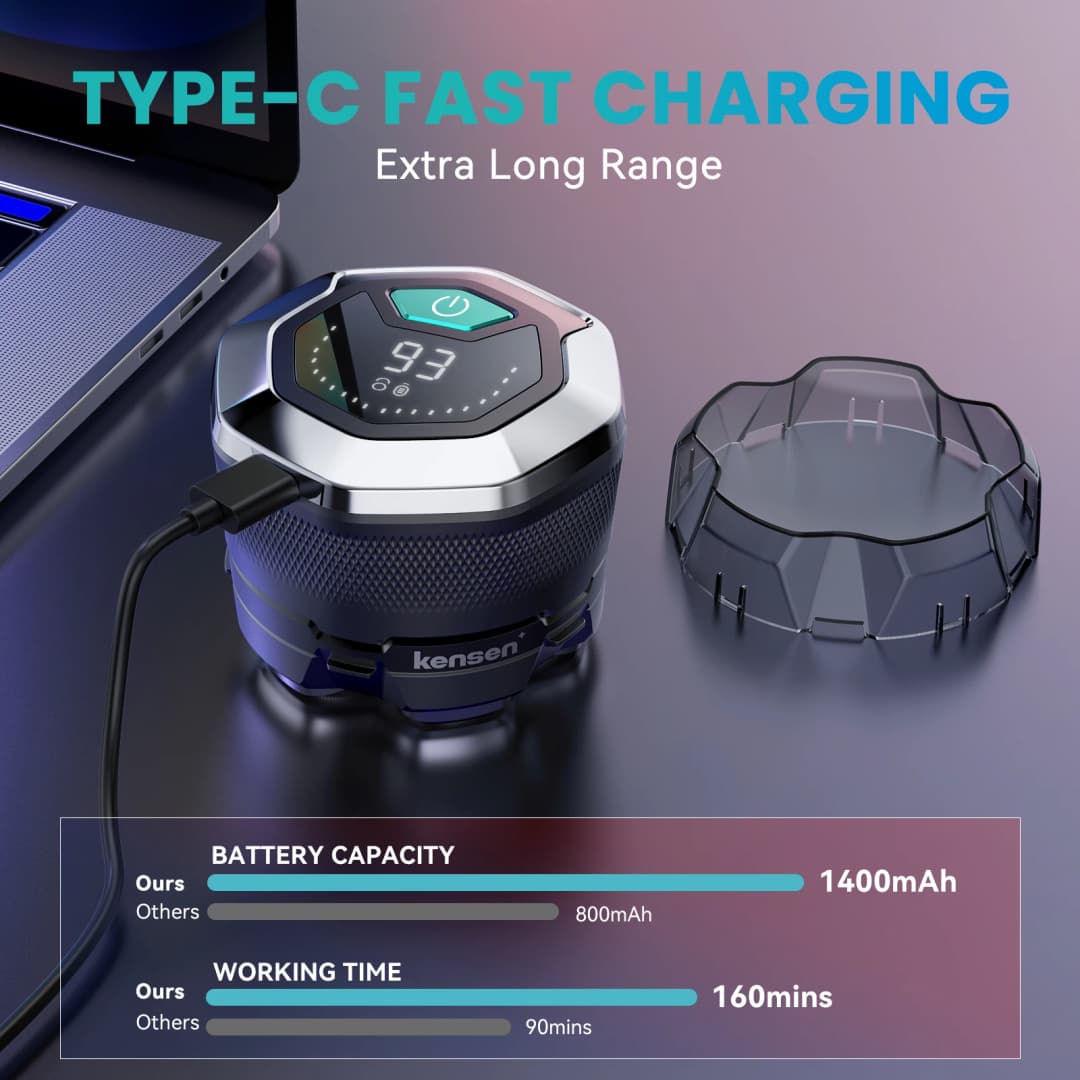 ماكينة حلاقة كهربائية KENSEN للرجال الصلع بشفرة مغناطيسية 6D، أداة تشذيب اللحية بشاشة LED مقاومة للماء مع شحن USB - 5