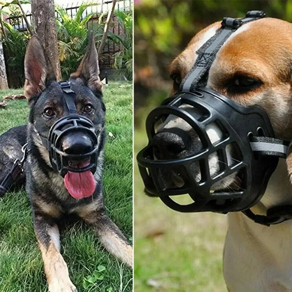 Adjustable Dog Muzzle Anti-Biting Dog Mouth Cover With Reflective Strip Can Drink Water Breathable Plastic - 3