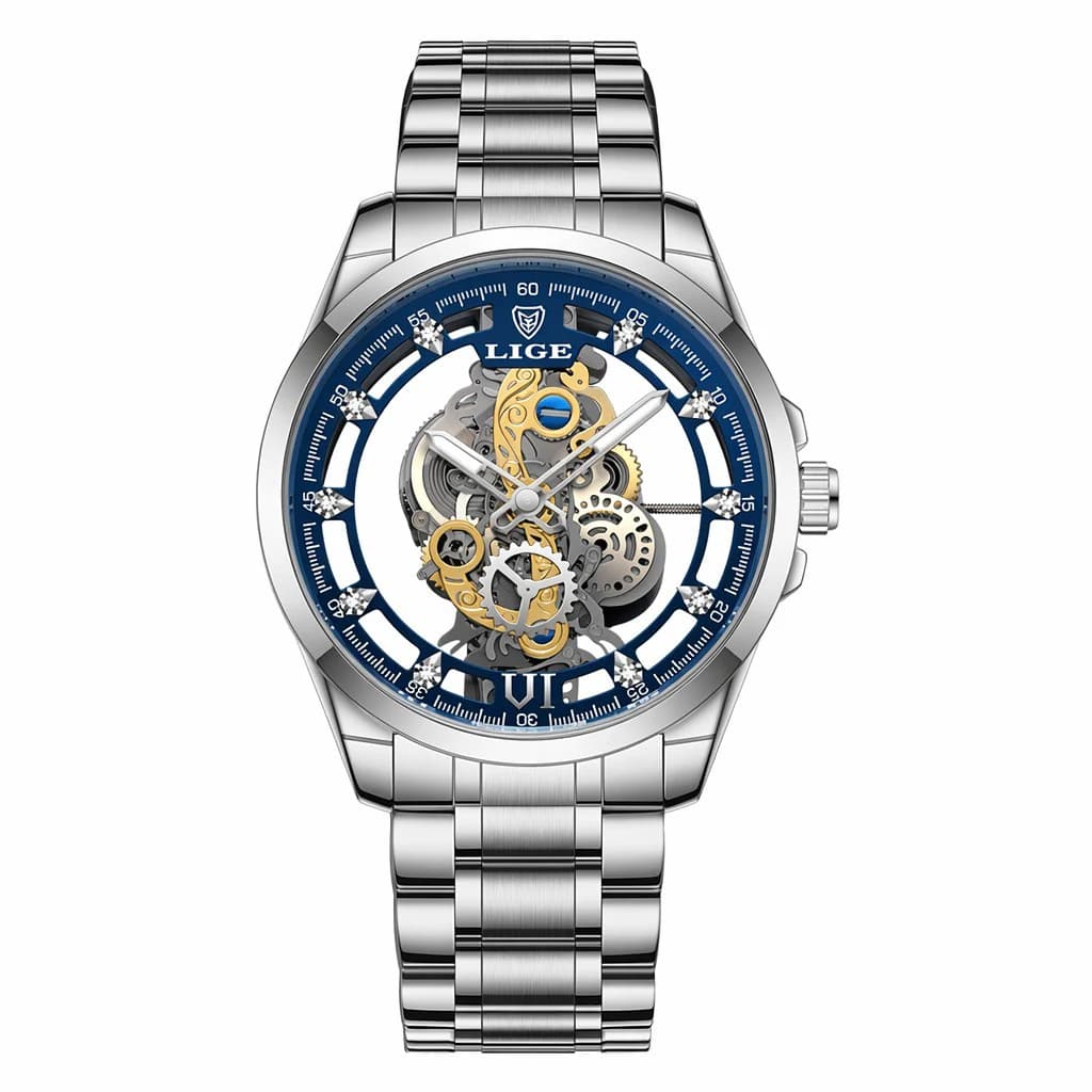 2026 LIGE Men Watch Skeleton Automatic Quartz Watch Gold Skeleton Vintage Man Watch Mens Watches Top Brand Luxury часы мужские - 6