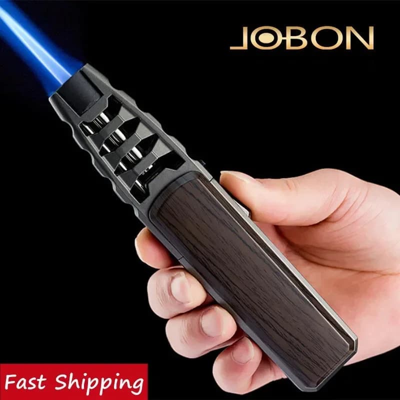 New Metal Outdoor Windproof Butane Gas Lighter Turbine Torch Blue Flame Strong Fire Pistol Kitchen BBQ Baking Camping Tools - 4