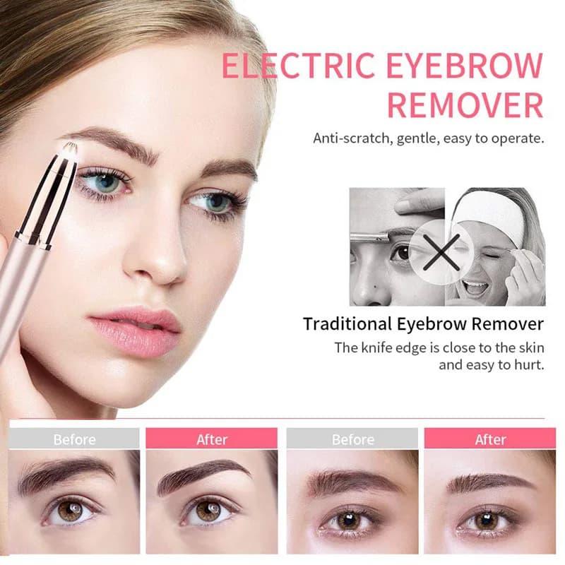 Womens Electric Eyebrow Trimmer Eye Brow Shaper Pencil Face Hair Remover For Women Automatic Eyebrow Shavers Pocketknife - 2