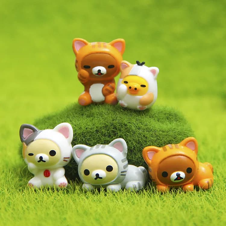 5pcs Rilakkuma Action Figures Cute Relax Bear Doll Kids Classic Toys Car Model Ornaments Home Decoration Children Gift Hot Sales