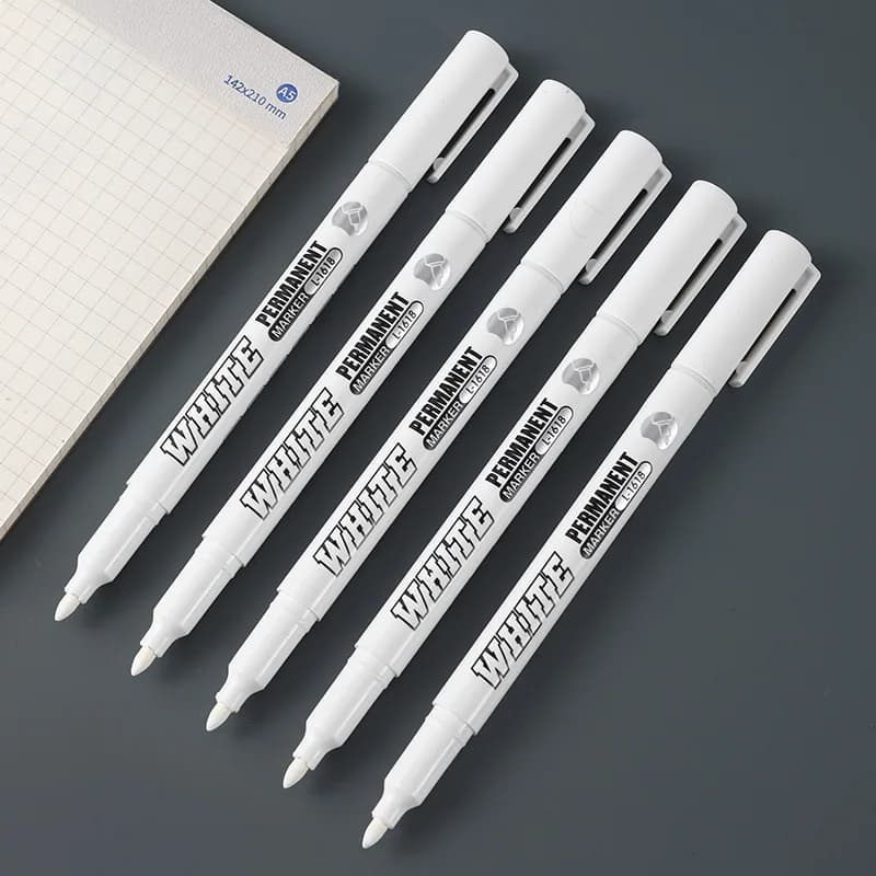 جديد 1/2/3 قطع قلم طلاء أبيض دائم مقاوم للماء من المعدن أقلام رسم فني جرافيتي أقلام نسيج خشب جلد 1 مم - 4