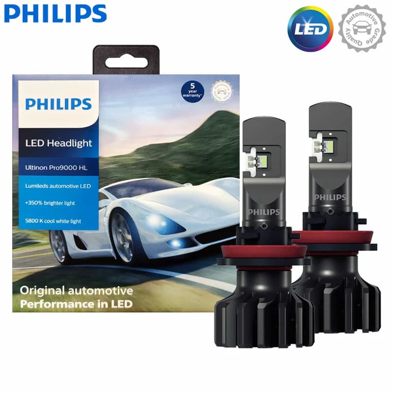 Philips Ultinon Pro9000 Gen2 LED H8 H11 H16 Fog Light +350% Bright 5800K White Head Lamps Lumileds LED With Canbus 11366U90X2