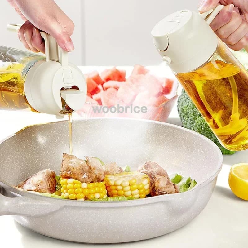 2in1 500ml Plastic Spray Oil Sprayer Bottle Spray Oil Dispenser Oil Jar Cruet BBQ Kitchen Baking Roasting Picnic Kitchen Tool - 3