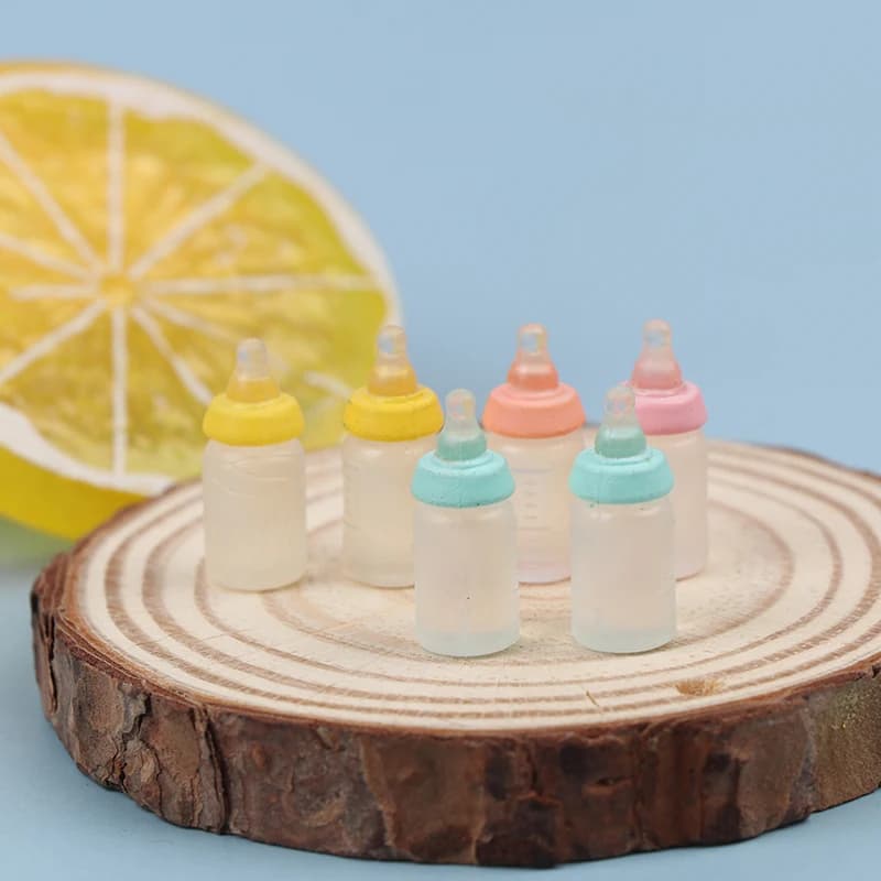 6Pcs 1:12 Dollhouse Miniatures Milk Bottle Baby Bottle Model Kitchen Accessories For Doll House Decor Kids Pretend Play Toys DIY - 2