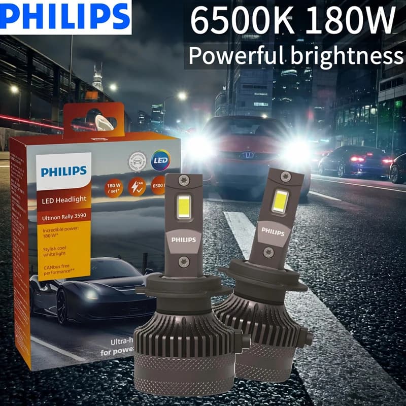 Philips Ultinon Rally 3590 H7 Led Headlight Bulbs 90W High Power H1 H4 H8 H11 9005 HB3 9006 HB4 9012 HIR2 Auto Lamps Fog Lights