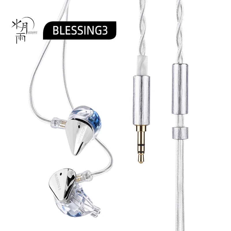 MoonDrop Blessing 3 2DD+4BA Earphones Hybrid In-ear Monitors 0.78-2pin Blessing3 Earbuds with Interchangeable Cable - 2