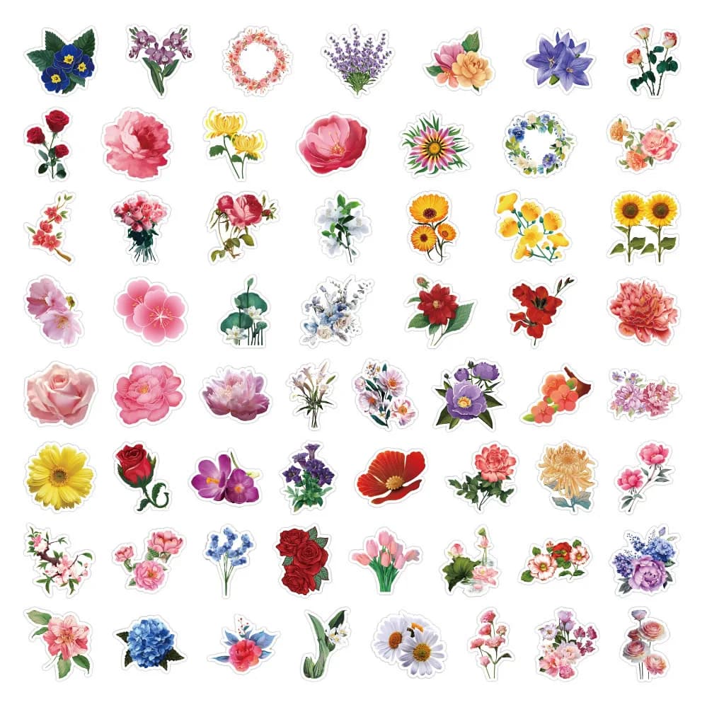 30/60/180 Flowers Stickers Cartoon Cute Decals Toy Stationery Guitar Phone Bicycle Laptop Luggage Car Graffiti Kids Sticker - 3