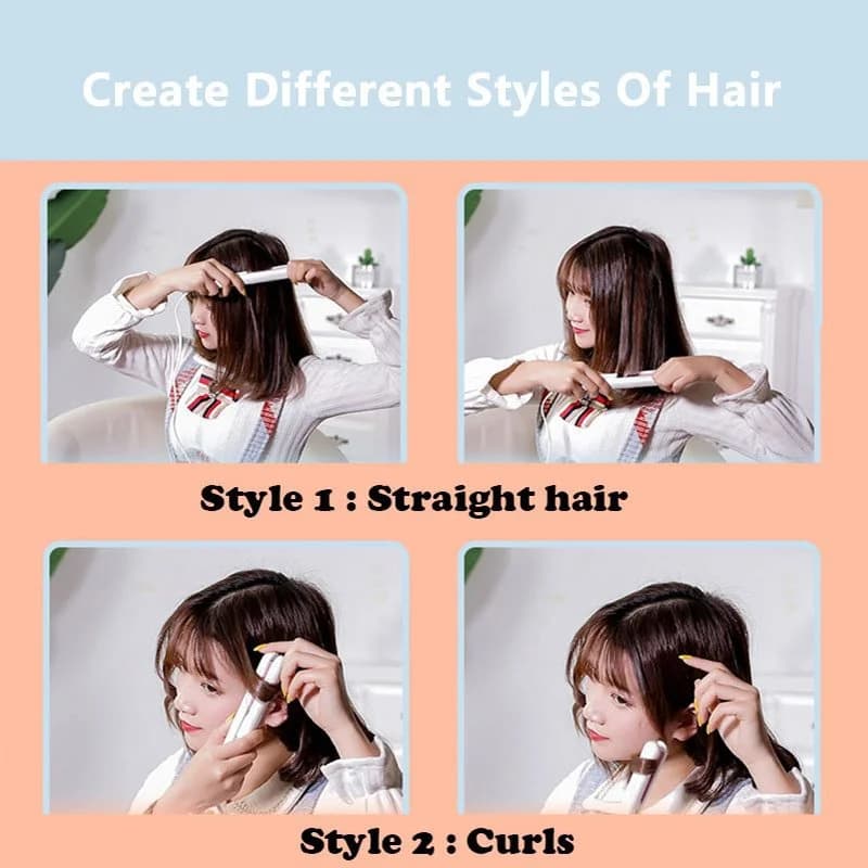 Mini Hair-Straightener Curly and Straight Hair Supplies Thermostatic Electric Ceramic Curling Iron National standard double flat - 3