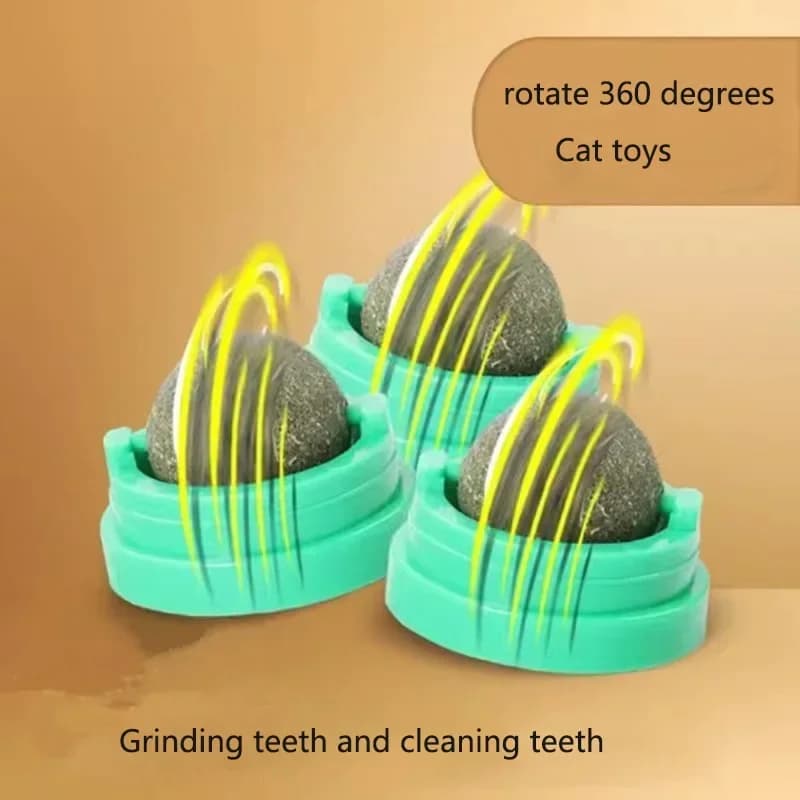 Cat Toy Catnip Cat Wall Stick-on Ball Toy Scratchers Treats Healthy Natural Removes Balls to Promote Digestion Cat Grass Snack - 3