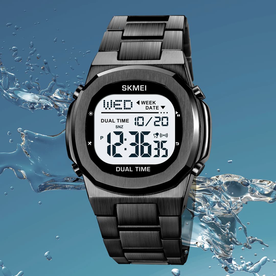 ساعة SKMEI 2004 مع منبه وتاريخ وإضاءة توقف ساعة رياضية إلكترونية متعددة الوظائف مقاومة للماء للرجال - 3
