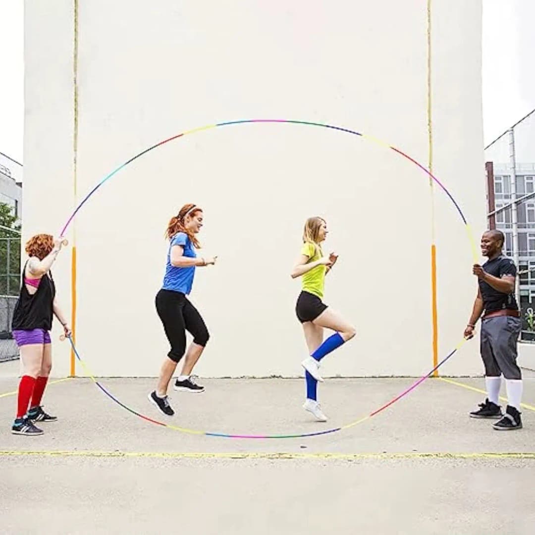 5m Children Group Skipping Rope Rainbow Long  rope Students Speed Skipping Rope -fit Jump Rope With Anti-Slip Handle - 5