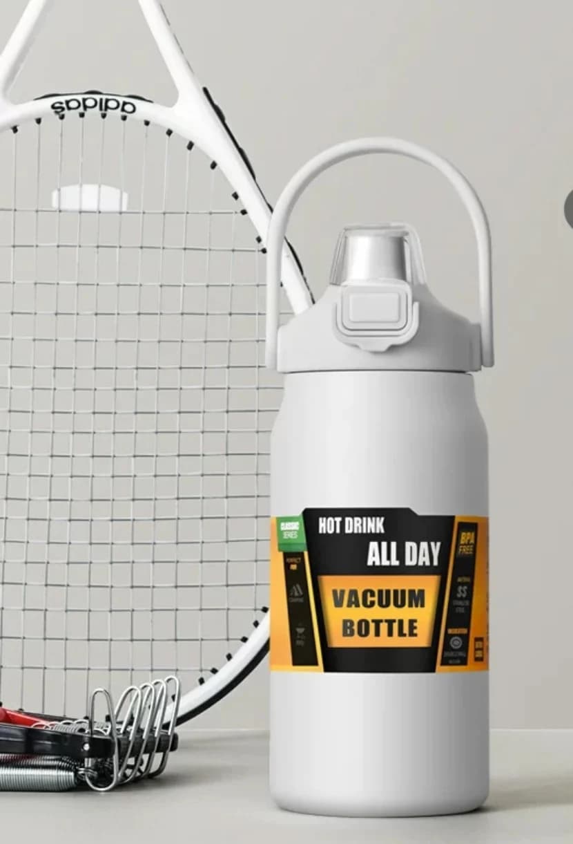 قارورة حرارية محمولة من الفولاذ المقاوم للصدأ للاستخدام الخارجي مع قشة، كوب حراري، زجاجة ماء رياضية للمشروبات الباردة والساخنة - 3