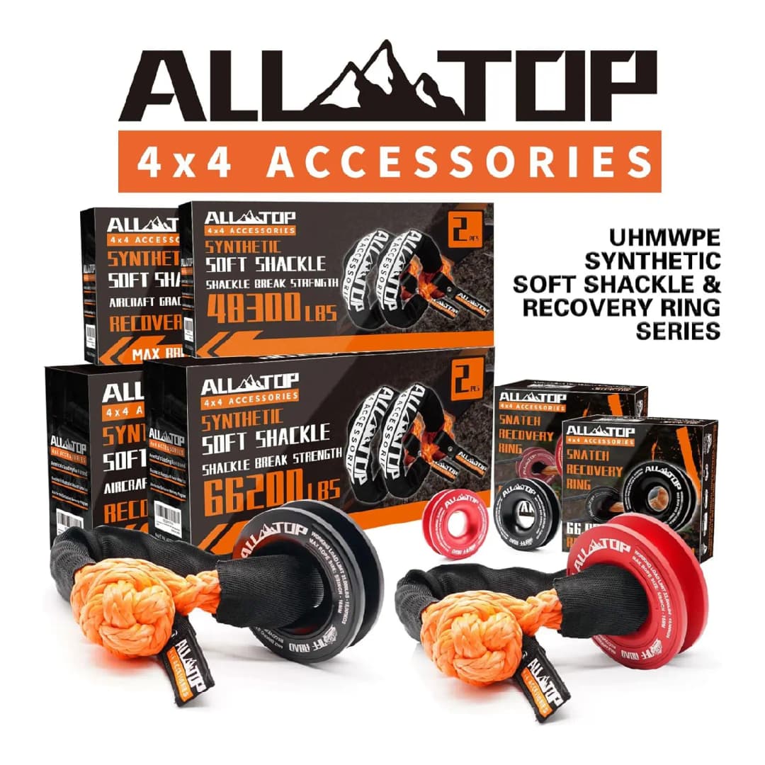 48300Lbs ونش حبل الاصطناعية لينة تكبل 2 + حلقة الانتعاش مجموعة أغلال متينة مع كم واقية لاستعادة مركبة شاحنة - 4