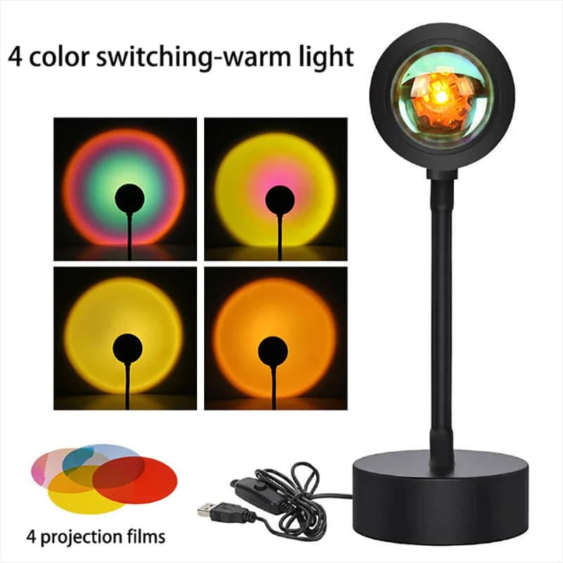 LED Sunset Lamp Nightlights USB Projector Birthday Party Decoration Mood Lights For Bedroom Living Room Wall Photography - 5