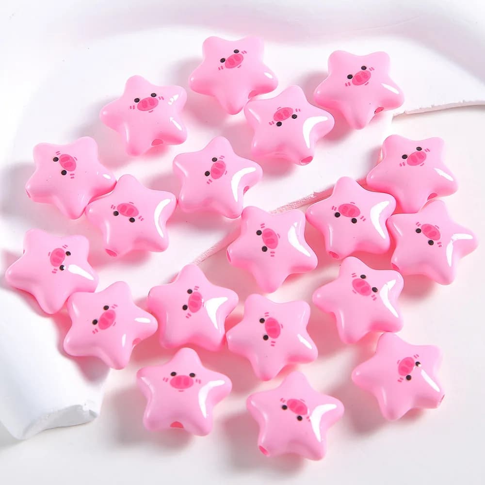 10Pcs 21MM Cute Cartoon Animal Star Acrylic Beads For Jewelry Making DIY Earrrings Bracelet Necklace Phone Chain Accessories - 4