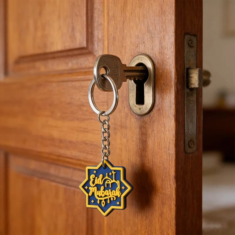 10pcs/set Eid Mubarak Keychain Islamic Muslim Party Gifts Moon Lantern Hanging Ornaments Ramadan Kareem Bag Pendent Decoration - 3