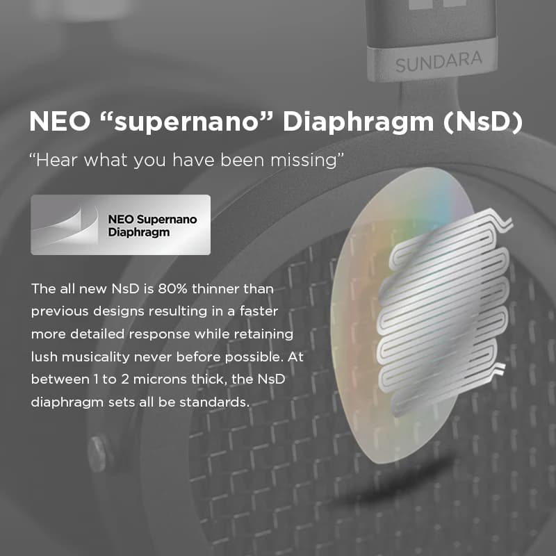 سماعات HIFIMAN SUNDARA فوق الأذن، كاملة الحجم، مغناطيسية مسطحة (أسود) مع تصميم عالي الدقة وغلاف معدني - 2