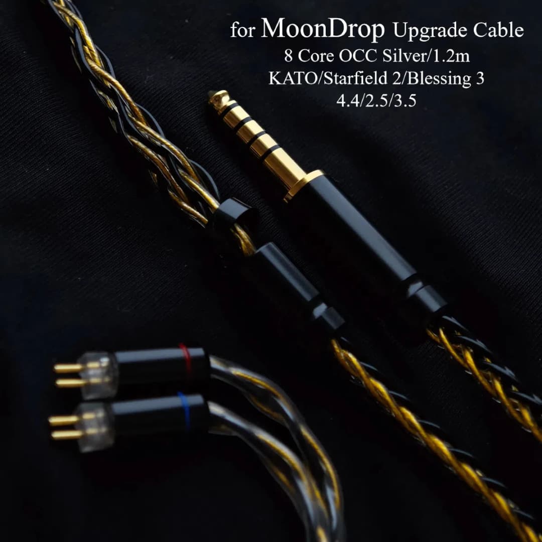 MoonDrop KATO/Starfield 2/Blessing 3 Upgrade Cable - 8-Strand High-Fidelity 0.78mm 2-Pin Wire with 4.4/2.5mm Balanced Plugs