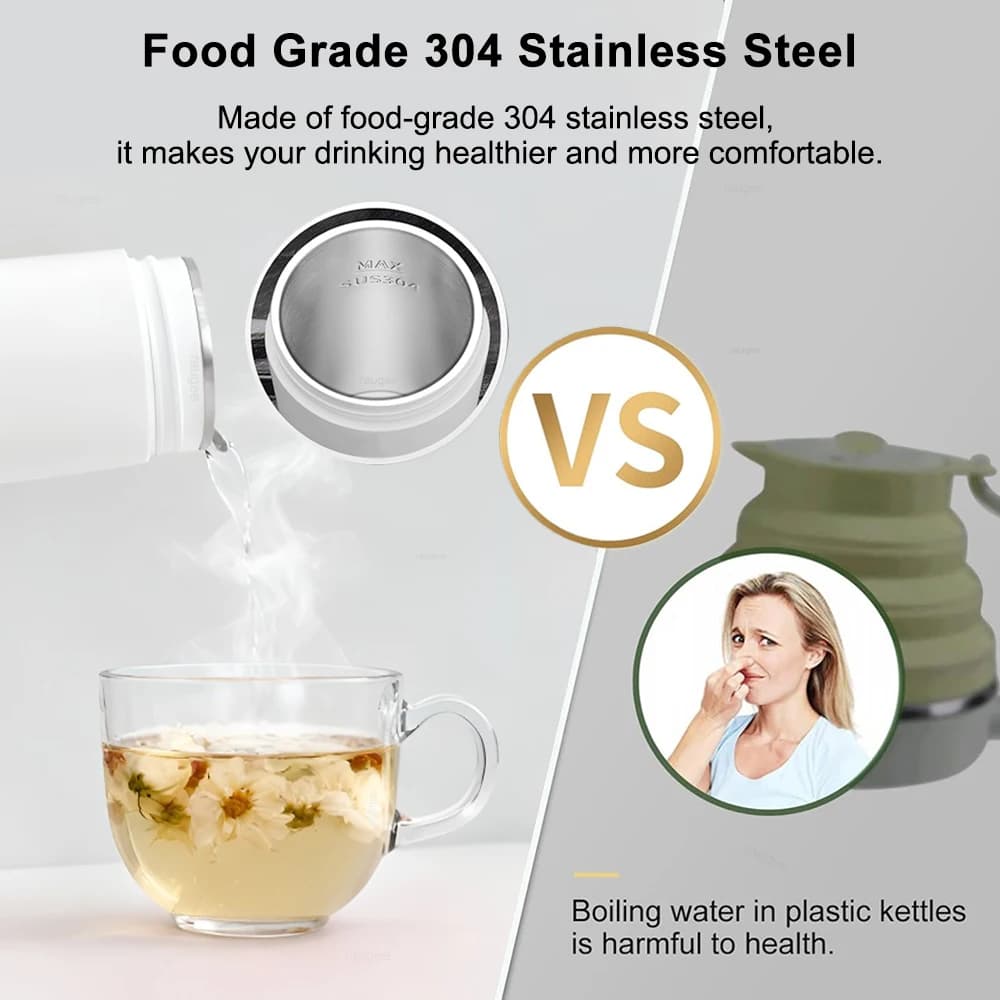 إبريق كهربائي محمول للغلي السريع - من الفولاذ المقاوم للصدأ 304 - 5