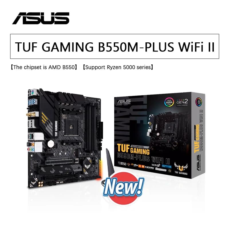 لوحة أم ASUS TUF GAMING B550M PLUS WIFI II جديدة AMD B550 micro ATX تدعم مقبس AMD Ryzen 5000 سلسلة AM4