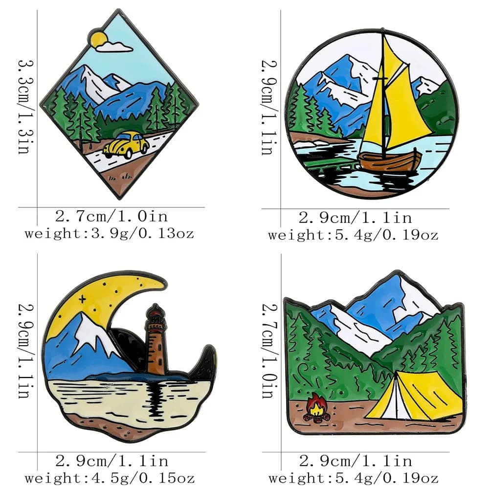 Crossing Hiking Scenery Snow Scene Mountain Peak Alloy Clothing Accessories Backpack Brooch Badge Lapel Pins Travel Brooch Field - 6