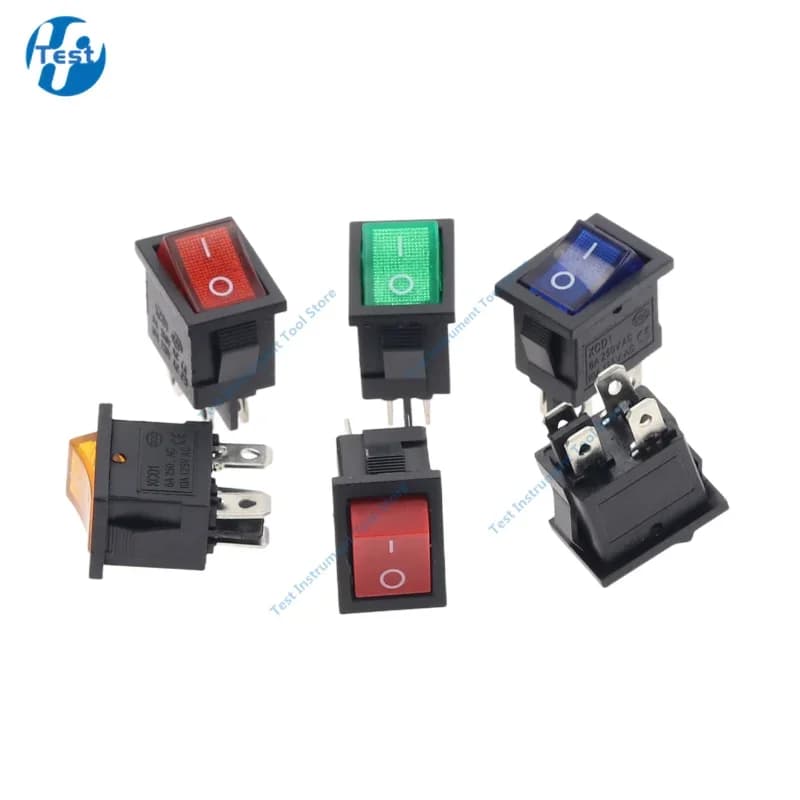 مفتاح روكر KCD1 للسيارة والقارب 6A/10A 250V/125V تيار متردد تشغيل/إيقاف مع إضاءة LED 220V - 3