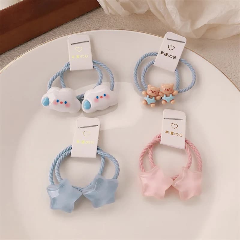 إكسسوارات شعر الأطفال 2 قطعة/المجموعة ربطات شعر على شكل نجمة متعددة الاستخدامات لحديثي الولادة ناعمة مرنة بدون سحب - 2