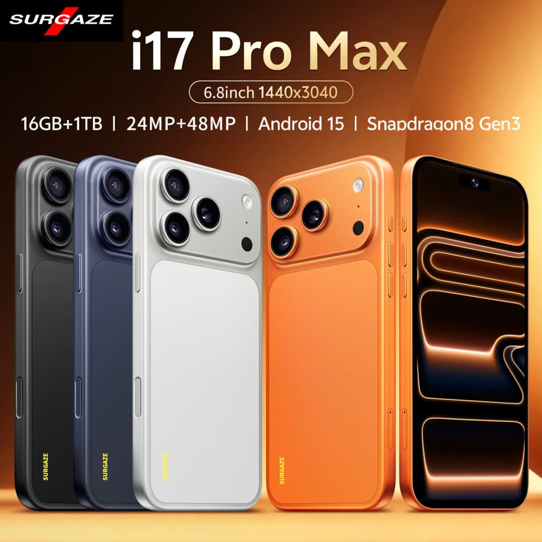 SURGAZE New High-Performance i17 Pro Max Smartphone 5000mAh 16GB+1TB 6.8Inch  4G 5G Dual SIM Global Version Mobile Phone Arrival