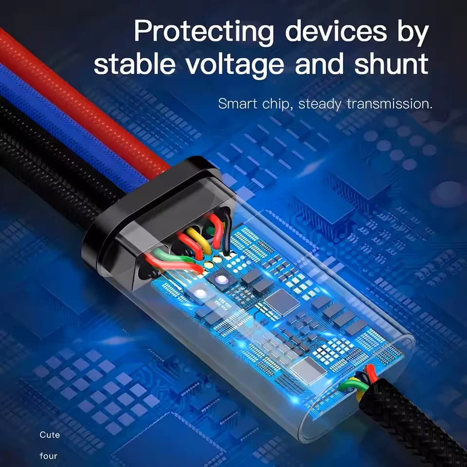 كابل USB 3 في 1 / 4 في 1 من النوع C USB Micro لهاتف آيفون وسامسونج وهواوي وشاومي متعدد المنافذ وسلك شحن متعدد - 5