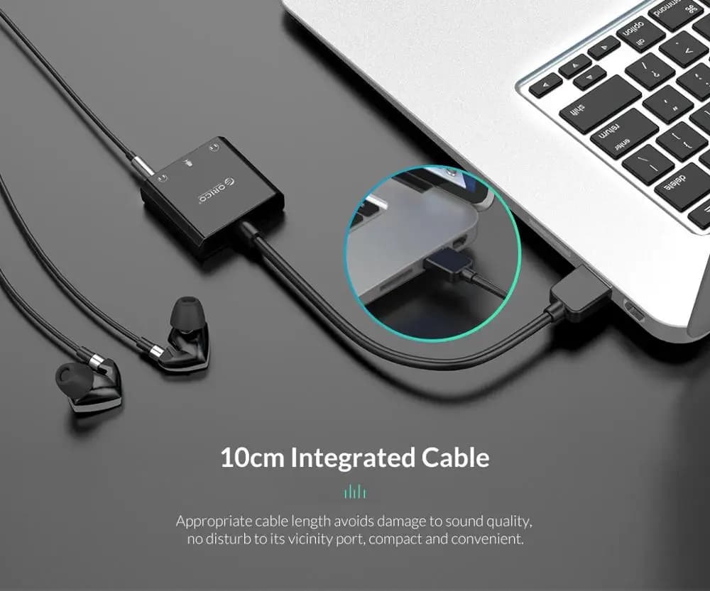 ORICO SC2 External USB Sound Card Audio Jack 3.5mm Cable Adapter Volume Adjustment Driver-free Stereo Microphone Speaker Headset - 5