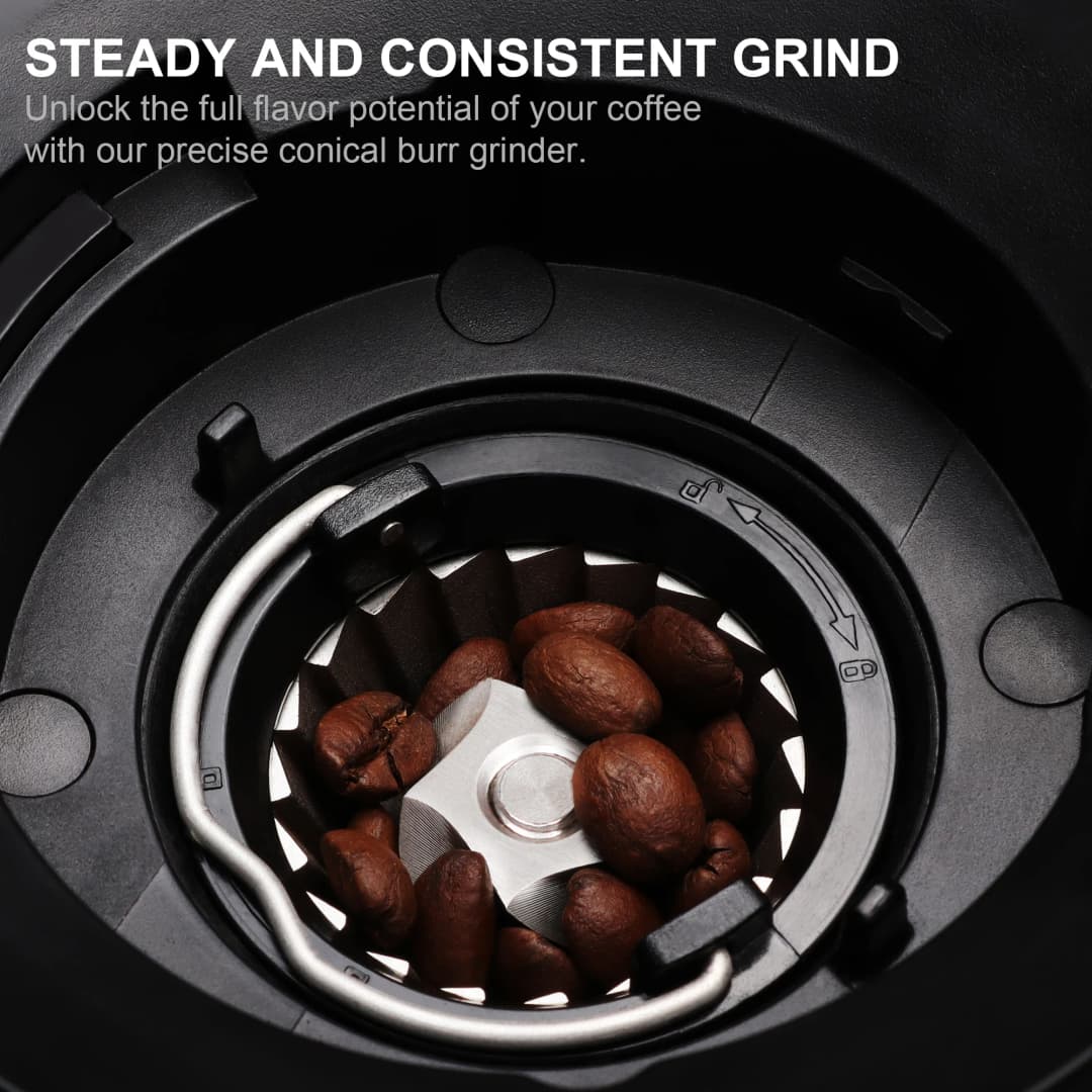 مطحنة قهوة كهربائية أوتوماتيكية من BioloMix، 30 ترس، للإسبريسو والقهوة الأمريكية، صب فوق، تخزين مرئي للحبوب - 4