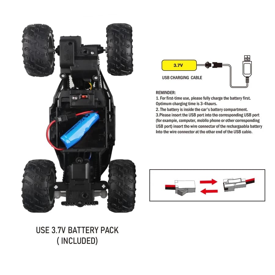 4-Way Remote Control Car with Light Anti-Slip Rubber Tire Outdoor Off-Road Climbing Kidsren's Boy Toy Car Model - 6