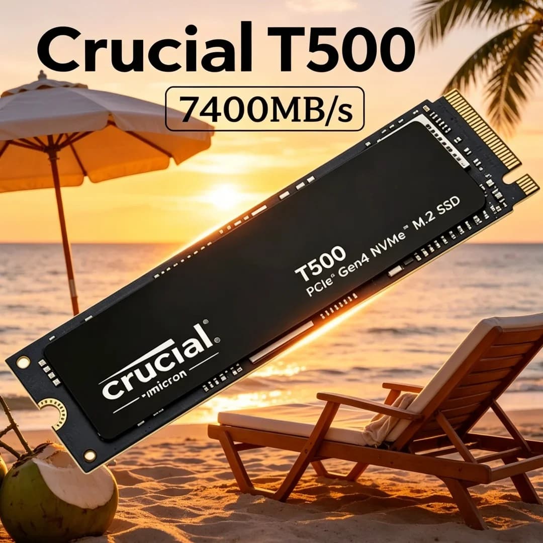 قرص صلب عالي السرعة Crucial T500 بسعة 1 تيرابايت من الجيل الرابع NVMe M.2 بسرعة 7300 ميجابايت/ثانية لألعاب PS5 والكمبيوتر المحمول والكمبيوتر الشخصي OEM أصلي