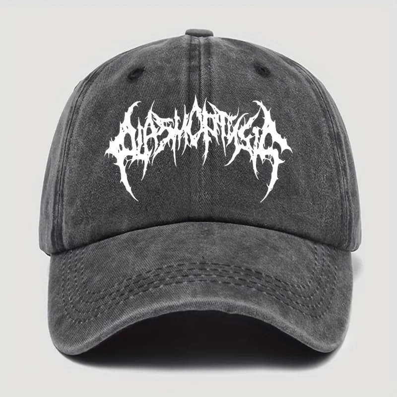 Retro style washed baseball cap with white print,men's and women's adjustable snap button for sun protection,casual outdoor wear - 2