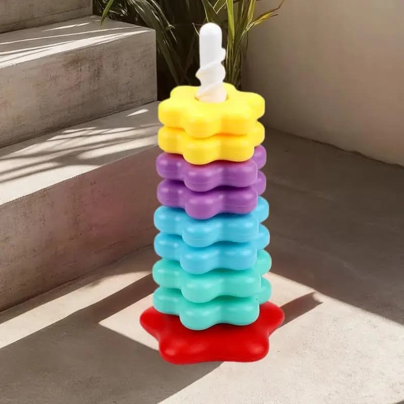 لعبة برج مونتيسوري، أحجية قوس قزح دوارة وقابلة للتركيب، لتنمية المهارات الحركية، هدية للأطفال - 2